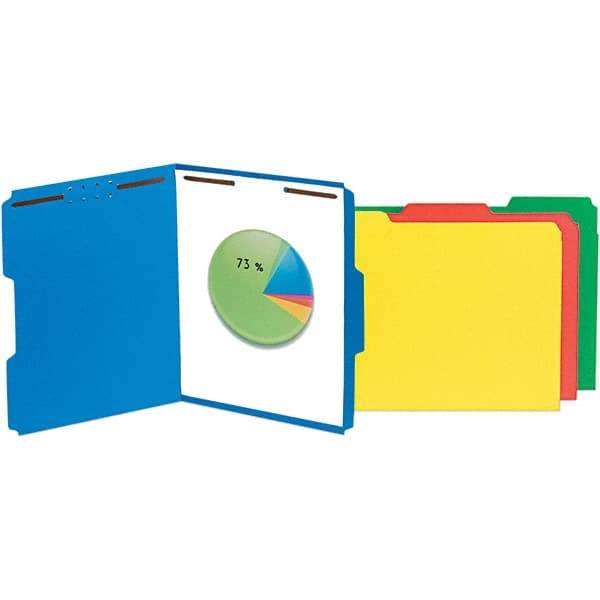 UNIVERSAL - 8-1/2 x 11", Letter Size, Blue, File Folders with Top Tab - 11 Point Stock, Assorted Tab Cut Location - Americas Industrial Supply