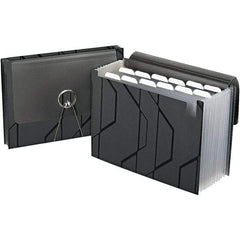 Pendaflex - 11-3/4 x 9-1/2", Letter Size, Black, Expandable File Folders with Elastic Cord Closure - 1/6 Tab Cut Location - Americas Industrial Supply