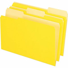 Pendaflex - 14-5/8 x 9-3/16", Legal, Yellow, File Folders with Top Tab - 11 Point Stock, Assorted Tab Cut Location - Americas Industrial Supply