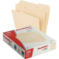 Pendaflex - 11-5/8 x 9-1/2", Letter Size, Manila, File Folders with Top Tab - 11 Point Stock, Assorted Tab Cut Location - Americas Industrial Supply