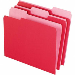 Pendaflex - 11-5/8 x 9-3/16", Letter Size, Red, File Folders with Top Tab - 11 Point Stock, Assorted Tab Cut Location - Americas Industrial Supply