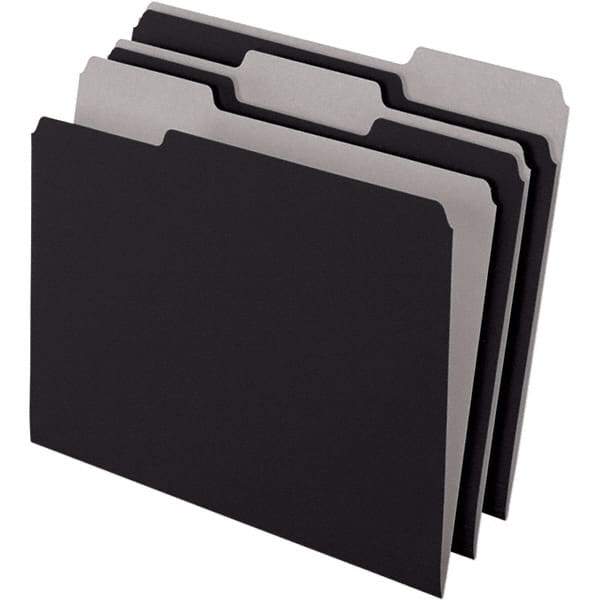 Pendaflex - 11-5/8 x 9-3/16", Letter Size, Black, File Folders with Top Tab - 11 Point Stock, Assorted Tab Cut Location - Americas Industrial Supply