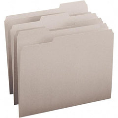 SMEAD - 11-5/8 x 9-1/2", Letter Size, Gray, File Folders with Top Tab - 11 Point Stock, Assorted Tab Cut Location - Americas Industrial Supply