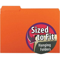 SMEAD - 11-5/8 x 9-3/16", Letter Size, Orange, File Folders with Top Tab - 11 Point Stock, Assorted Tab Cut Location - Americas Industrial Supply