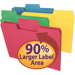 SMEAD - 11-5/8 x 9-1/2", Letter Size, Assorted Colors, File Folders with Top Tab - 11 Point Stock, Assorted Tab Cut Location - Americas Industrial Supply