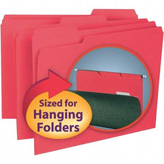 SMEAD - 11-5/8 x 9-3/16", Letter Size, Red, File Folders with Top Tab - 11 Point Stock, Assorted Tab Cut Location - Americas Industrial Supply