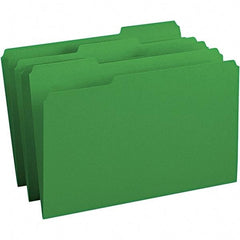 SMEAD - 14-3/4 x 9-1/2", Legal, Green, File Folders with Top Tab - 11 Point Stock, Assorted Tab Cut Location - Americas Industrial Supply