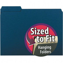 SMEAD - 11-5/8 x 9-3/16", Letter Size, Navy Blue, File Folders with Top Tab - 11 Point Stock, Assorted Tab Cut Location - Americas Industrial Supply