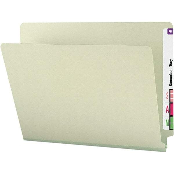 SMEAD - 12-1/4 x 9-1/2", Letter Size, Gray-Green, File Folders with End Tab - 25 Point Stock, Straight Tab Cut Location - Americas Industrial Supply