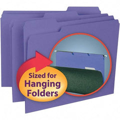 SMEAD - 11-5/8 x 9-3/16", Letter Size, Purple, File Folders with Top Tab - 11 Point Stock, Assorted Tab Cut Location - Americas Industrial Supply