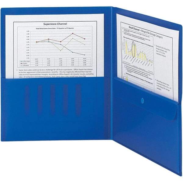 SMEAD - 11 x 8-1/2", Letter Size, Blue, Two Pocket Folder - Americas Industrial Supply