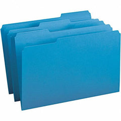 SMEAD - 14-3/4 x 9-1/2", Legal, Blue, File Folders with Top Tab - 11 Point Stock, Assorted Tab Cut Location - Americas Industrial Supply