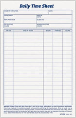 TOPS - 5-1/2" High x 8-1/2" Wide Daily Time & Job Sheets - Gray, White, Use with Manual Entries - Americas Industrial Supply