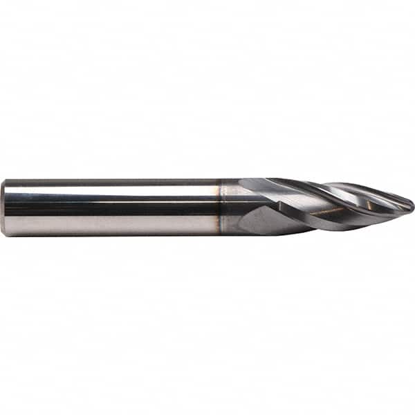 Emuge - 6mm Small End Diam, 22mm LOC, Solid Carbide 3 Flute Tapered Circle Segment Oval Form End Mill - AlCr Finish, 62mm OAL, 6mm Shank Diam, Spiral Flute, 30° Helix - Americas Industrial Supply