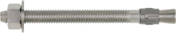 Powers Fasteners - 5/8" Diam, 5/8" Drill, 7" OAL, 3-3/8" Min Embedment Wedge Expansion Concrete Anchor - 316 Stainless Steel, Hex Head, Hex Drive, 5-1/2" Thread Length - Americas Industrial Supply