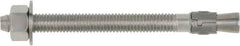 Powers Fasteners - 5/8" Diam, 5/8" Drill, 7" OAL, 3-3/8" Min Embedment Wedge Expansion Concrete Anchor - 316 Stainless Steel, Hex Head, Hex Drive, 5-1/2" Thread Length - Americas Industrial Supply