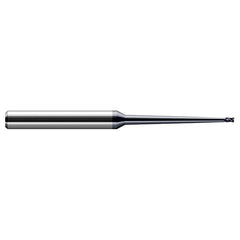 Miniature End Mills - Clearance Cutters - 0.0150″ (1/64″) Cutter Diameter × 0.0230″ Length of Cut × 2° 0.5000″ (1/2″) Taper Reach Carbide Square End Mill, 2 Flutes, AlTiN Nano Coated