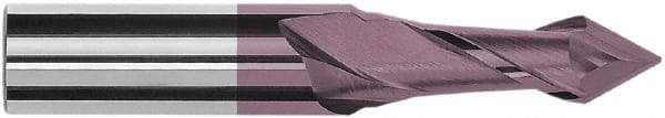 Magafor - 0.5mm Diam, 0.04" LOC, 2 Flute, 60° Point Angle, Solid Carbide Drill Mill - Hard'X Finish, 1-1/2" OAL, 0.118" Shank Diam - Americas Industrial Supply