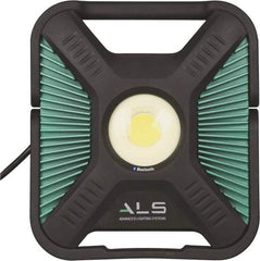 Advanced Lighting Systems - Black & Turquoise Spot Light with Bluetooth - 10,000 Lumens, Corded, LED Lamp - Americas Industrial Supply