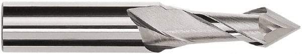 Magafor - 1.2mm Diam, 0.095" LOC, 2 Flute, 60° Point Angle, Solid Carbide Drill Mill - Bright Finish, 1-1/2" OAL, 0.118" Shank Diam - Americas Industrial Supply