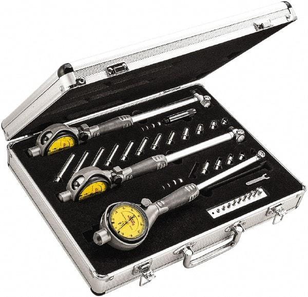 Starrett - 50" to 160" Dial Bore Gage Set - 0.01mm Graduation, 300" Gage, Hardened Tool Steel - Americas Industrial Supply