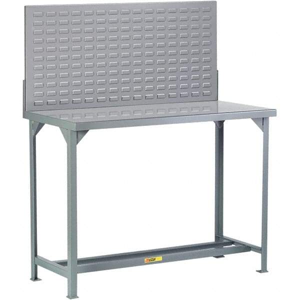 Little Giant - 60 Wide x 36" Deep x 60" High, Steel Workbench with Pegboard - Fixed Legs - Americas Industrial Supply