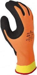 SHOWA - Size 2XL (10) Rubber Coated Rubber Cold Protection Work Gloves - For Winter Transportation, Field Work, Cold Storage, Fully Coated, Gauntlet Cuff, Full Fingered, Orange, Paired - Americas Industrial Supply