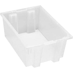 Quantum Storage - 65 Lb Load Capacity Clear Polypropylene Tote Container - Stacking, Nesting, 8" Long x 13-1/2" Wide x 19-1/2" High - Americas Industrial Supply