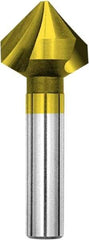 Magafor - 13.4mm Head Diam, 0.315" Shank Diam, 3 Flute 90° Cobalt Countersink - TiN Finish, 2-1/4" OAL, Single End, Straight Shank, Right Hand Cut - Americas Industrial Supply