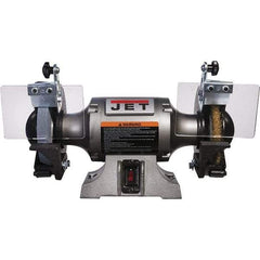 Jet - 6" Wheel Diam, 1/2 hp Bench Grinder - 1/2" Arbor Hole Diam, 1 Phase, 3,450 Max RPM, 115 Volts - Americas Industrial Supply