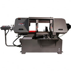 Jet - 19-1/4 x 4" Max Capacity, Semi-Automatic Variable Speed Pulley Horizontal Bandsaw - 90 to 370 SFPM Blade Speed, 230/460 Volts, 45 & 90°, 3 hp, 3 Phase - Americas Industrial Supply