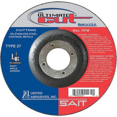 Sait - 5" Wheel Diam, 7/8" Arbor Hole, Type 27 Depressed Center Wheel - Coarse Grade, Ceramic, 12,200 Max RPM - Americas Industrial Supply