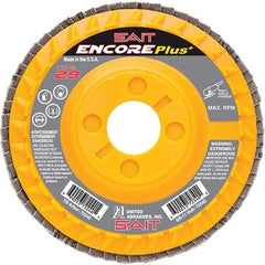Sait - 60 Grit, 4-1/2" Disc Diam, 7/8" Center Hole, Type 29 Zirconia Alumina Flap Disc - 13,300 Max RPM, Plastic Backing, Arbor Attaching System, Coated - Americas Industrial Supply