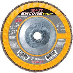Sait - 60 Grit, 4-1/2" Disc Diam, 5/8-11 Center Hole, Type 29 Zirconia Alumina Flap Disc - 13,300 Max RPM, Plastic Backing, Arbor Attaching System, Coated - Americas Industrial Supply