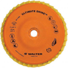 WALTER Surface Technologies - 5" Disc Diam, 5/8-11 Center Hole, Type 27 Aluminum Oxide Flap Disc - 7,300 Max RPM, Cloth Backing, Arbor Attaching System, Non-Woven - Americas Industrial Supply