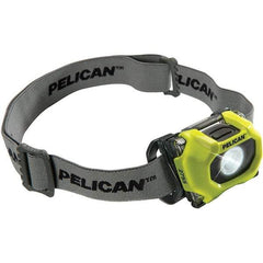 Pelican Products, Inc. - White LED Bulb, 118 Lumens, Hands-free Flashlight - Yellow Polycarbonate Body, 3 AAA Alkaline Batteries Included - Americas Industrial Supply