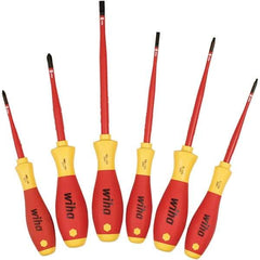 Wiha - 6 Piece Slotted, Phillips & Square Screwdriver Set - Bit Sizes: Philips #1 & #2, Comes in Box - Americas Industrial Supply