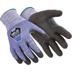 HexArmor - Size 2XS (5), ANSI Cut Lvl A5, Puncture Lvl 5, Abrasion Lvl 5, Polyurethane Coated Cut Resistant Gloves - Palm & Fingers Coated, Knit Wrist, Blue/Black, Paired - Americas Industrial Supply
