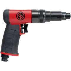 Chicago Pneumatic - 1/4" Bit Holder, 1,900 RPM, Pistol Grip Handle Air Screwdriver - 0.3 to 3.8 Ft/Lb Torque, 1/4" Inlet, 28.2 CFM - Americas Industrial Supply