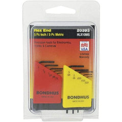 Bondhus - 10 Piece, L-Key Hex Key Set - .028 to 5/64" Range, Protanium Steel - Americas Industrial Supply