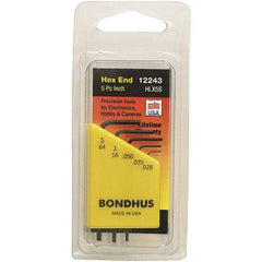 Bondhus - 5 Piece, L-Key Hex Key Set - .028 to 5/64" Range, Protanium Steel - Americas Industrial Supply