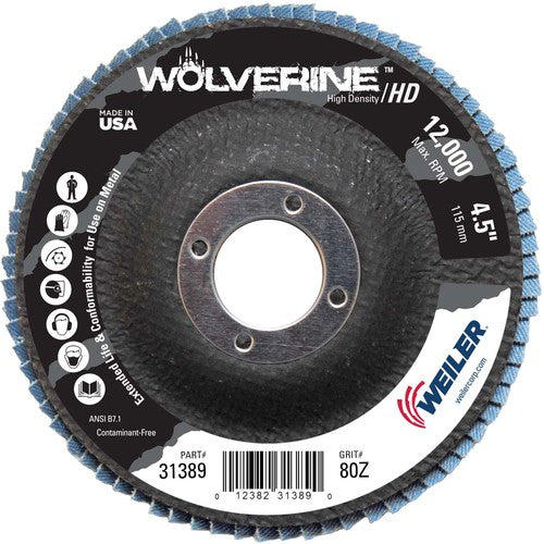 4 1/2″ - 7/8″ - 80 Grit - T29 Zirconium Wolverine Fast Cut Flap Disc - Americas Industrial Supply