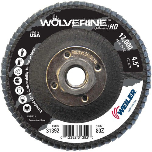 4-1/2″ Vortec Pro High Density Abrasive Flap Disc, Flat, Phenolic Backing, 80Z, 5/8″-11 UNC Nut - Americas Industrial Supply
