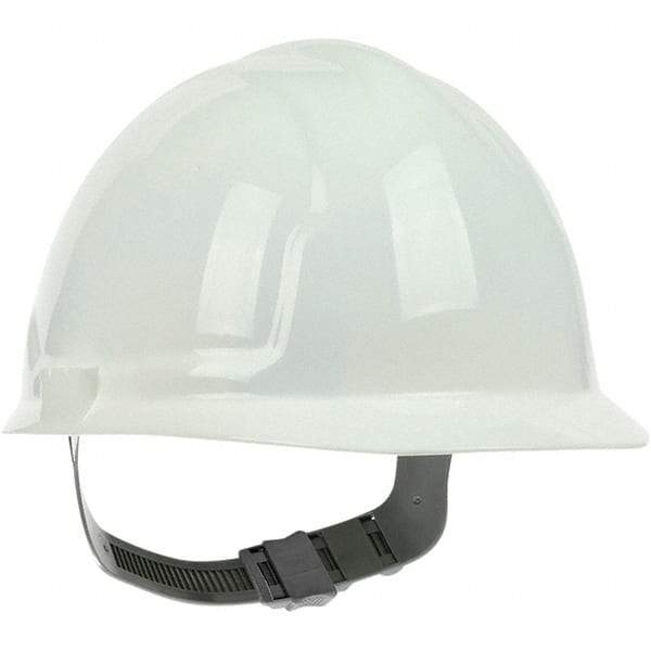 PRO-SAFE - ANSI Type I, Class E Rated, 4-Point, Pin Lock Adjustment Hard Hat - White, Standard Brim - Americas Industrial Supply