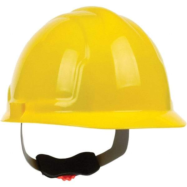 PRO-SAFE - ANSI Type I, Class E Rated, 4-Point, Ratchet Adjustment Hard Hat - Yellow, Standard Brim - Americas Industrial Supply