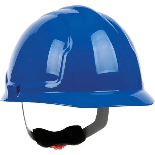 PRO-SAFE - ANSI Type I, Class E Rated, 4-Point, Ratchet Adjustment Hard Hat - Blue, Standard Brim - Americas Industrial Supply