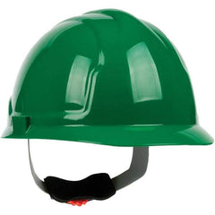 PRO-SAFE - ANSI Type I, Class E Rated, 4-Point, Ratchet Adjustment Hard Hat - Green, Standard Brim - Americas Industrial Supply