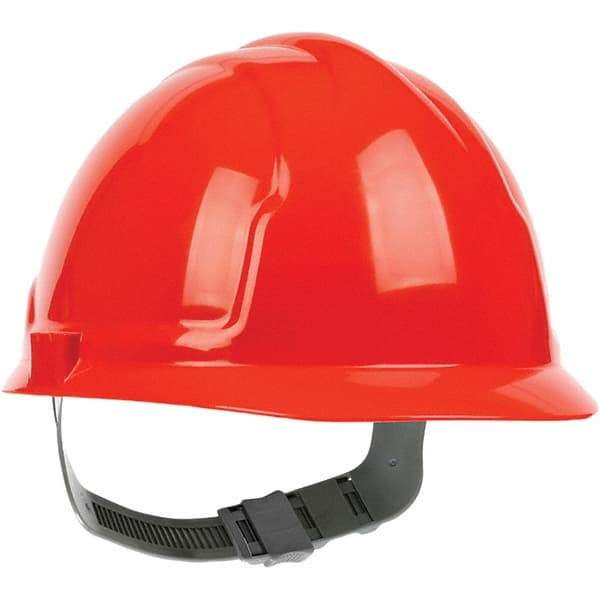 PRO-SAFE - ANSI Type I, Class E Rated, 4-Point, Pin Lock Adjustment Hard Hat - Hi-Viz Orange, Standard Brim - Americas Industrial Supply