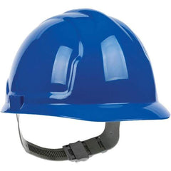 PRO-SAFE - ANSI Type I, Class E Rated, 4-Point, Pin Lock Adjustment Hard Hat - Blue, Standard Brim - Americas Industrial Supply