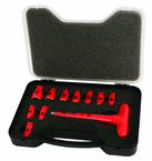 Insulated 1/4" Inch T-Handle Socket Set Includes Socket Sizes: 3/16; 7/32; 1/4; 9/32; 5/16; 11/32; 3/8; 7/16; 1/2; 9/16 and T Handle In Storage Box. 11 Pieces - Americas Industrial Supply
